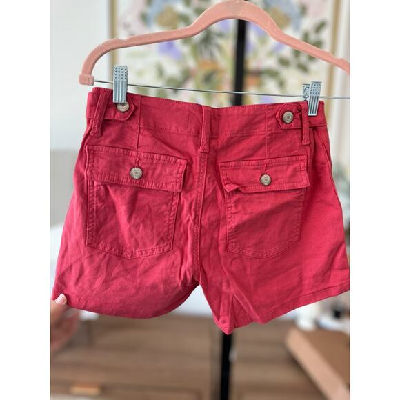 Pistola Mid Rise Stretch Utility Pockets Shorts Preppy Dark Coral Womens Size 26 - Picture 3 of 8